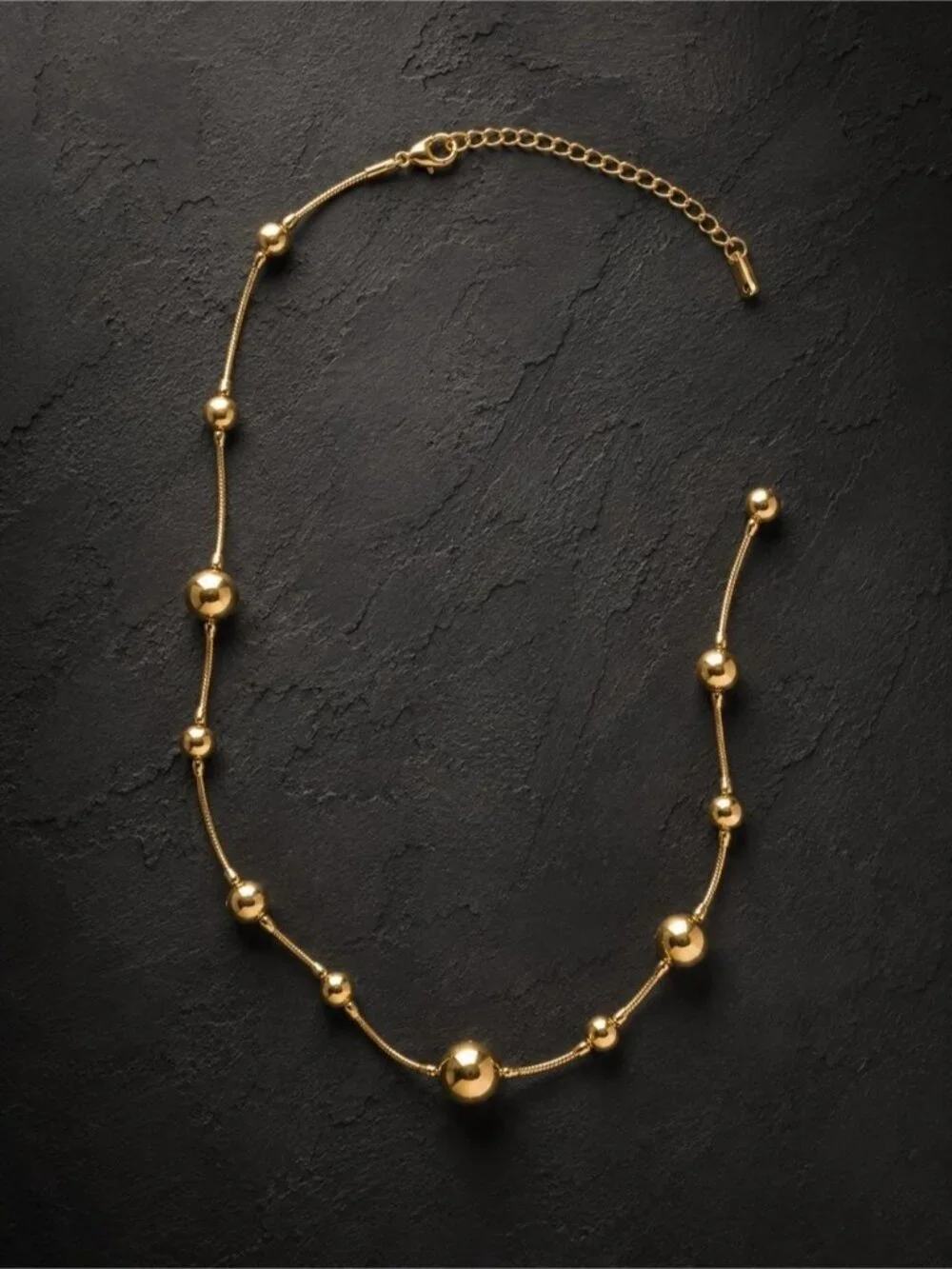 Polished Gold Bead Necklace